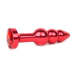 Анальная пробка красная с красным кристаллом Anal Jewelry Plugs L 113 мм D 22x25x29 мм вес 100г