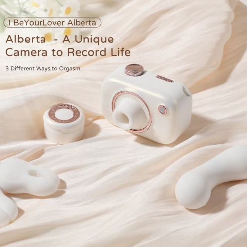 Подвійний Смарт стимулятор 5-в-1 у вигляді фотоапарата для клітора сосків та точки G білий BeYourLover Alberta - 8