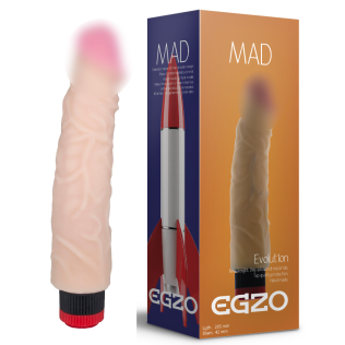 Рельефный вибратор с выраженой головкой телесный из киберкожи EGZO 