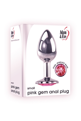 Анальная пробка металлическая серебристого цвета с розовым камешком Adam &amp;amp; Eve Anal plug small - 2