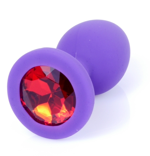 Анальна пробка М фіолетового кольору із кристалом червоного кольору BOSS of TOYS Jewellery plug - 2