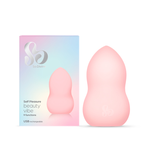 Міні-вібратор у вигляді б’юті спонжа пудрового коліру So Divine Beauty Vibe - 3