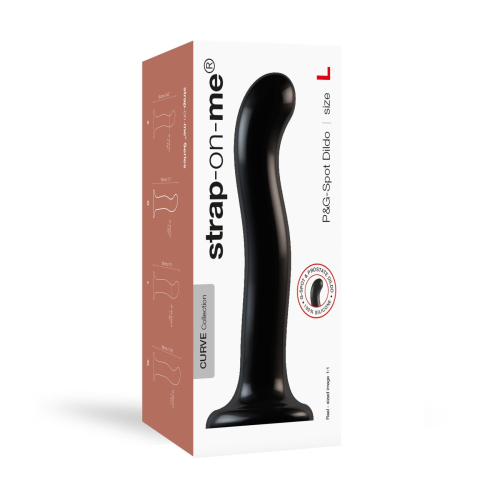 Насадка для страпона силиконовая черного цвета Strap On Me P&amp;amp;G-Spot Dildo размер L - 4