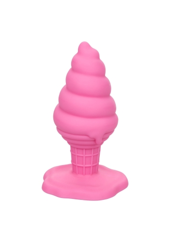Анальная пробка с присоской в форме мороженого розовая CalExotics Yum Bum Ice Cream Cone - 1
