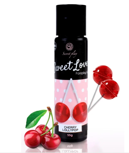 Оральный лубрикант на кремообразной основе со вкусом вишни Secret Play Sweet Love Cherry Lollipop Gel 60 мл - 1