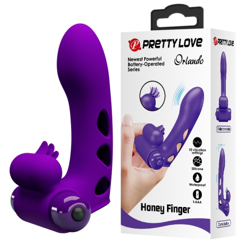 Силиконовый вибратор на палец с клиторальной стимуляцией фиолетовый Pretty Love - Orlando Finger - 1