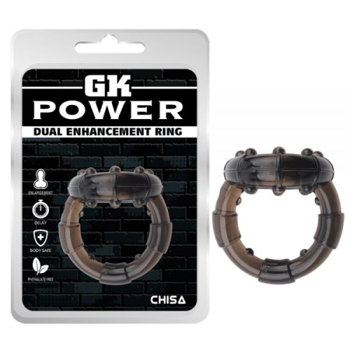 Эрекционное кольцо для пениса черного цвета Chisa Dual Enhancement Ring - 1
