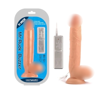 Вібратор вагінальний на присосці з пультом дистанційного керування Buzzer Flesh Mr. Rude 11.0 тілесний