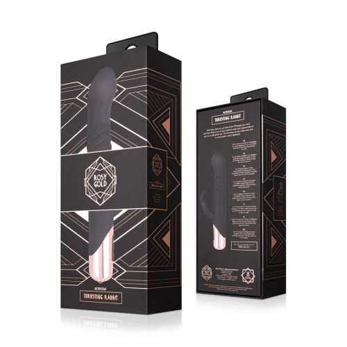 Вібратор Пульсатор кролик чорний Rosy Gold Rabbit Vibrator with thrusting function - 8