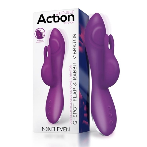 Вибратор с клиторальным отростком Action No Eleven G-Spot для стимуляции и режимом пульсации фиолетовый - 1