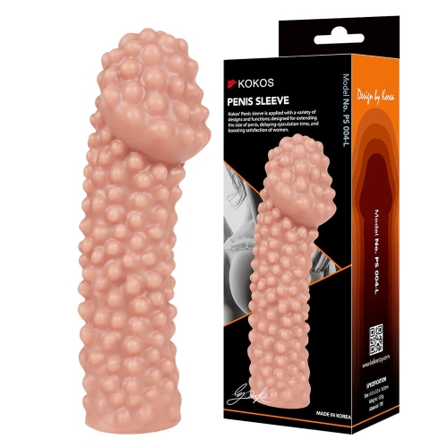 Насадка на член с пупырышками телесного цвета Kokos Penis Sleeve PS 004 размер L - 1