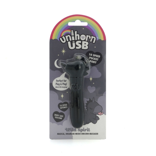 Вибропуля единорожка для клитора черного цвета Unihorn USB Bullet Wild Spirit - 6