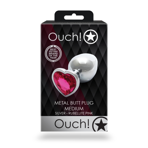 Металевий анальний затор з рожевим каменем Heart Gem розмір M Ouch! - 8 Металевий анальний затор з рожевим каменем Heart Gem розмір M Ouch! - 8