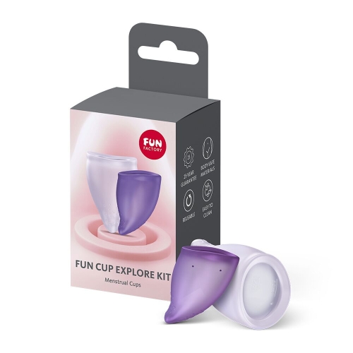 Набор менструальных чаш на 20 и 30 мл фиолетовая и сиреневая Fun Factory FUN CUP EXPLORE KIT 2 штуки - 6