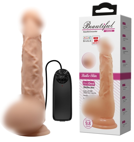 Вібратор реалістичний на присосці тілесного кольору з пультом ДК Lybaile Sextoy top penis довжина 250 мм - 1