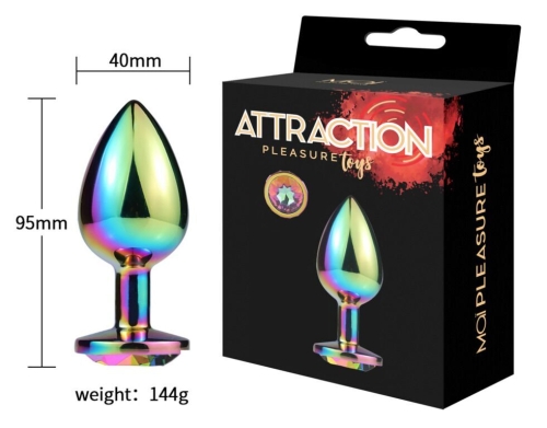 Металлическая анальная пробка с кристаллом хамелеон MAI Attraction Toys - 4