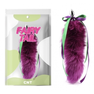 Анальная пробка с длиным фиолетовым хвостом Detachable Fluffy Fox Tail Plug