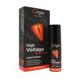 Жидкий вибратор эффект мурашек очень мощный вкус клубники Orgie High Voltage – Strawberry 15 мл 