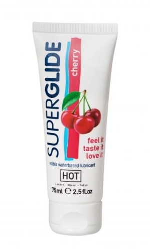 Съедобный лубрикант для орального и вагинального секса на водной основе SUPERGLIDE Cherry 75 мл - 1