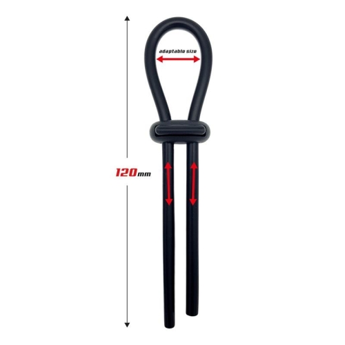 Ерекційна петля на силіконове чорне член Intoyou Adjustable Lasso Cock Ring Solid - 2