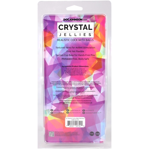 Фалоімітатор реалістичний на присосці райдужний Doc Johnson Crystal Jellies - Realistic cock with balls 8.5 - 6