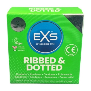 Стимулирующие презервативы Ребристые и точечные латексные EXS Ribbed &amp;amp; Dotted 3 штуки