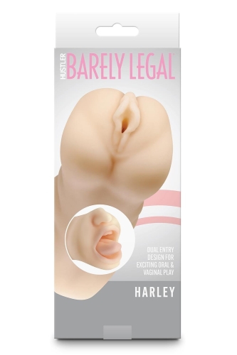 Мастурбатор двухсторонний рот с язычком и вагина телесный NS Novelties Barely Legal Harley - 4