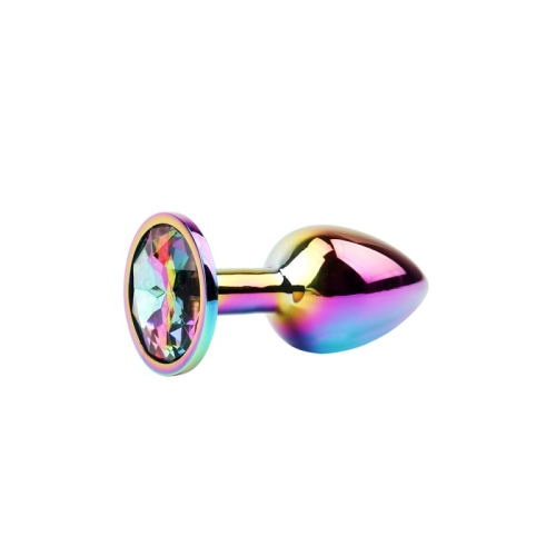 Анальная пробка металлическая хамелеон с радужным камушком Chisa Jewelled Metel Butt Plug - 3