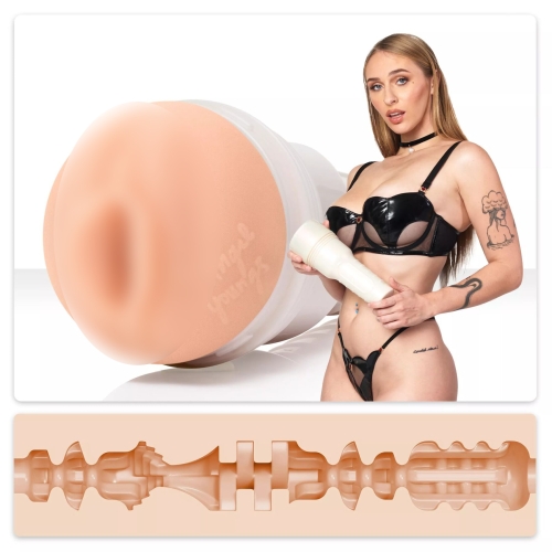 Мастурбатор в колбе со слепка вагины порноактрисы Angel Youngs телесного цвета Fleshlight Sweetness - 1
