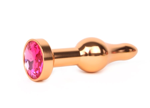 Золотая анальная пробка JEWELRY рубиновый кристалл L 10,3 см D 2,8 см - 1