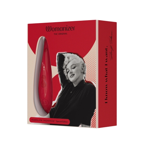 Вакуумний кліторальний стимулятор червоного кольору Womanizer Marilyn Monroe - 23