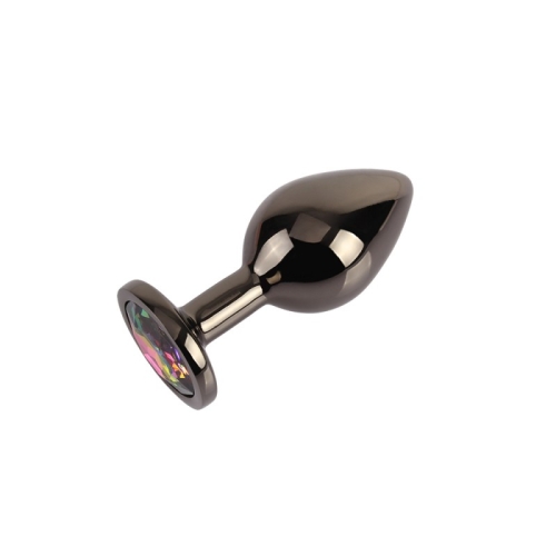 Анальная пробка черного цвета с радужным кристаллом Chisa Tungsten Gem Butt Plug размер Medium - 3