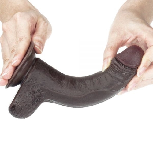 Фаллоимитатор реалистичный на присоске черный Lovetoy 7 Sliding Skin Dual Layer Dong - 3