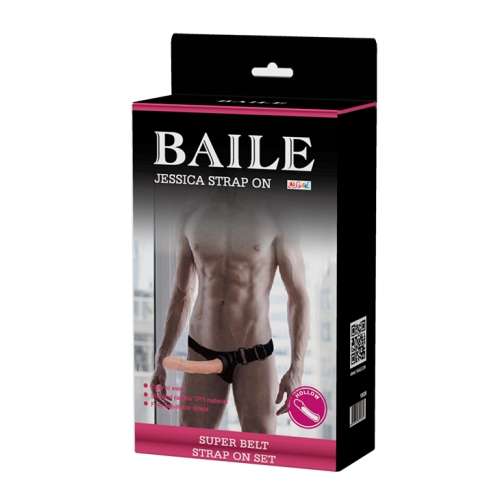 Страпон полый фаллопротез мужской с креплением на трусиках бежевый Baile Strap On - 1