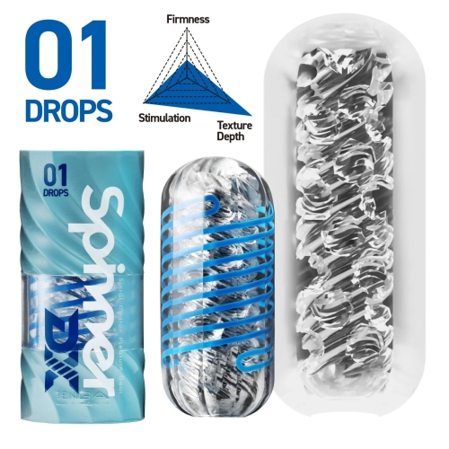 Мастурбатор для чоловіків синього кольору Tenga Spinner DX 01 Drops - 2