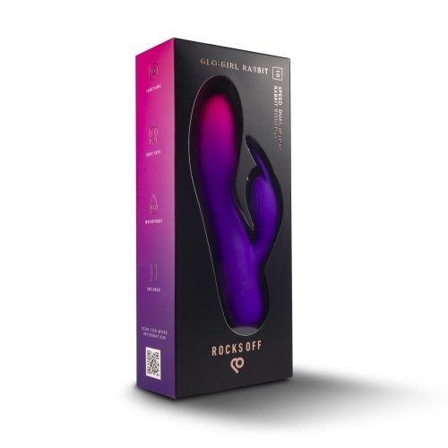 Вібратор кролик фіолетового кольору Rocks Off Glo Girl Rabbit - 6