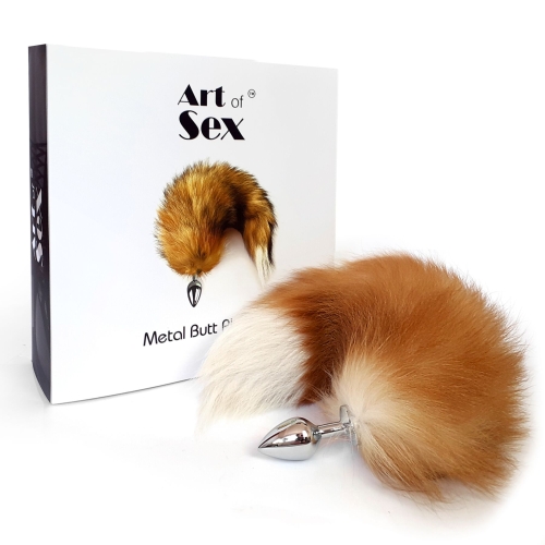 Анальная металлическая с рыжим хвостом из натурального меха M Art of Sex - 5