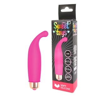 Вібратор силіконовий для клітора з вираженим відростком SWEET TOYS яскраво-рожевий L 9,5 см D 2,7 см