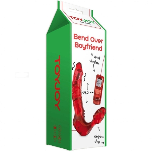 Безремневой вибро страпон Toy Joy Bend Over Boyfriend красный - 1