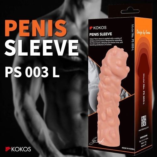 Насадка на член з пухирцями тілесна Kokos Penis Sleeve PS 003 розмір L - 4