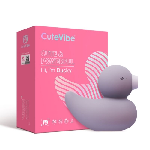 Вакуумний кліторальний стимулятор у вигляді качки сірого кольору CuteVibe Ducky - 4
