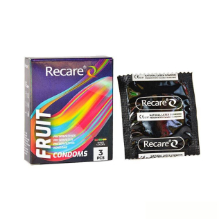 Презервативи аромати м'ята банан та полуниця Recare Color Fruit Flavour Condoms Holographic 3 штуки