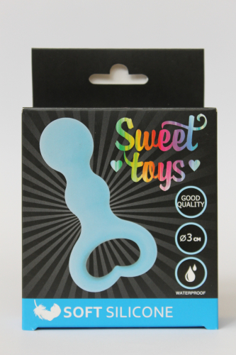 Стимулятор анально-вагінальний силіконовий SWEET TOYS блакитний L 6,5 см d 3 см - 4