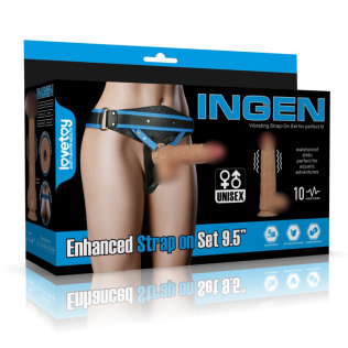Ременной вибрострапон реалистичный на присоске телесного цвета Lovetoy Vibrating Enhanced Strap on Set трусы XS/S/M