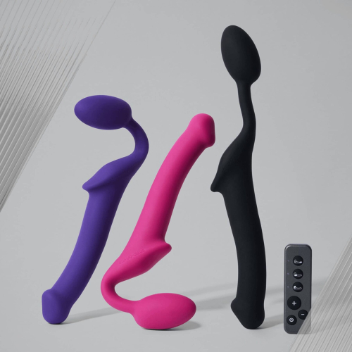 Безременной вибрострапон розового цвета с пультом ДУ Strap-On-Me Vibrating Fuchsia размер L - 9