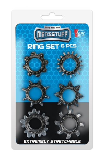 Набір ерекційних кілець для пеніса MENZSTUFF 6PC STRECHEABLE RING SET - 2