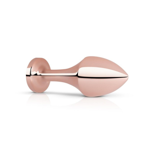 Анальна пробка золотистого кольору із чорним кристалом Rosy Gold Nouveau Butt Plug - 2
