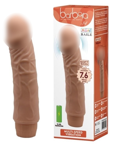Вібратор реалістик бежевий BARBARA 7.6 Jeff MULTI-SPEED VIBRATOR - 1