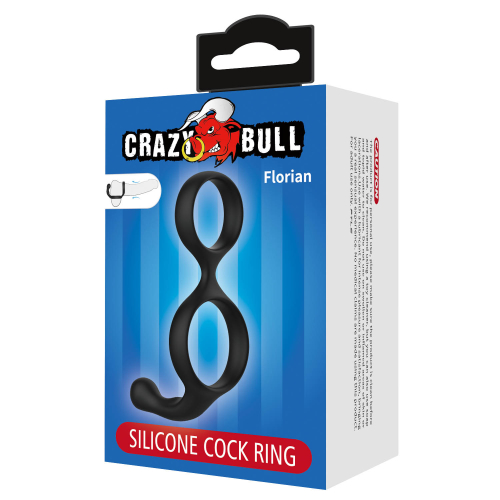 Двойное эрекционное кольцо на член силиконое черное LYBAILE Crazy Bull Florian - 7