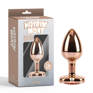 Анальна пробка із кристалом у формі серця кольору рожевого золота Chisa Heart Butt Plug розмір Small